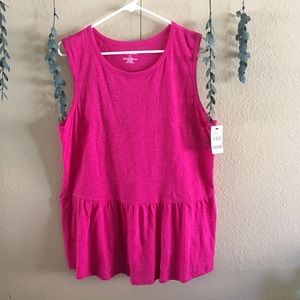 NWT Lane Bryant | Pink Cotton peplum tank